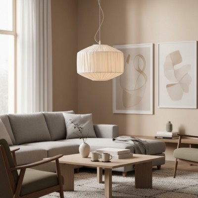 Vyrinth  Modern Raw Silk Gathered Drum Pendant