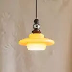 Thorne Medieval Style Vintage Beige Glass Pendant Light