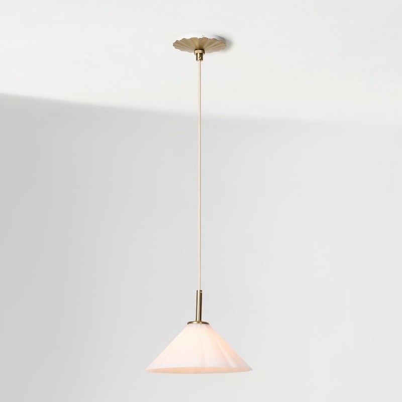 Veythra Modern Minimalist Rippled Glass Cone Pendant Lamp