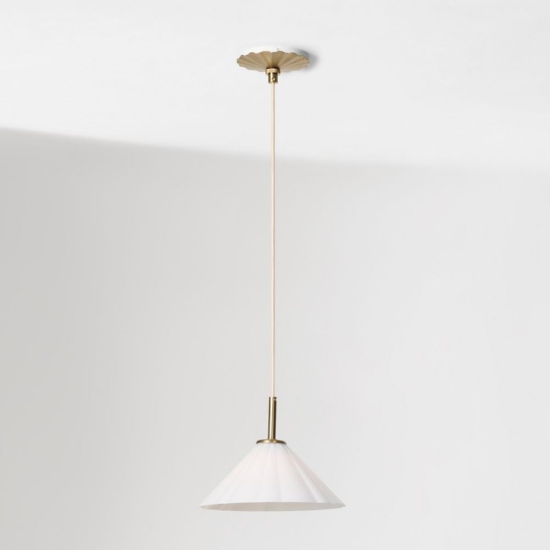 Veythra Modern Minimalist Rippled Glass Cone Pendant Lamp