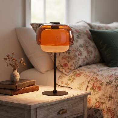 Xyndrae Modern Nordic Double-Layered Tinted Glass Table Lamp