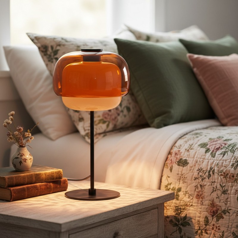 Xyndrae Modern Nordic Double-Layered Tinted Glass Table Lamp