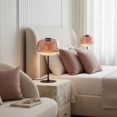 Xyndrae Modern Nordic Double-Layered Tinted Glass Table Lamp