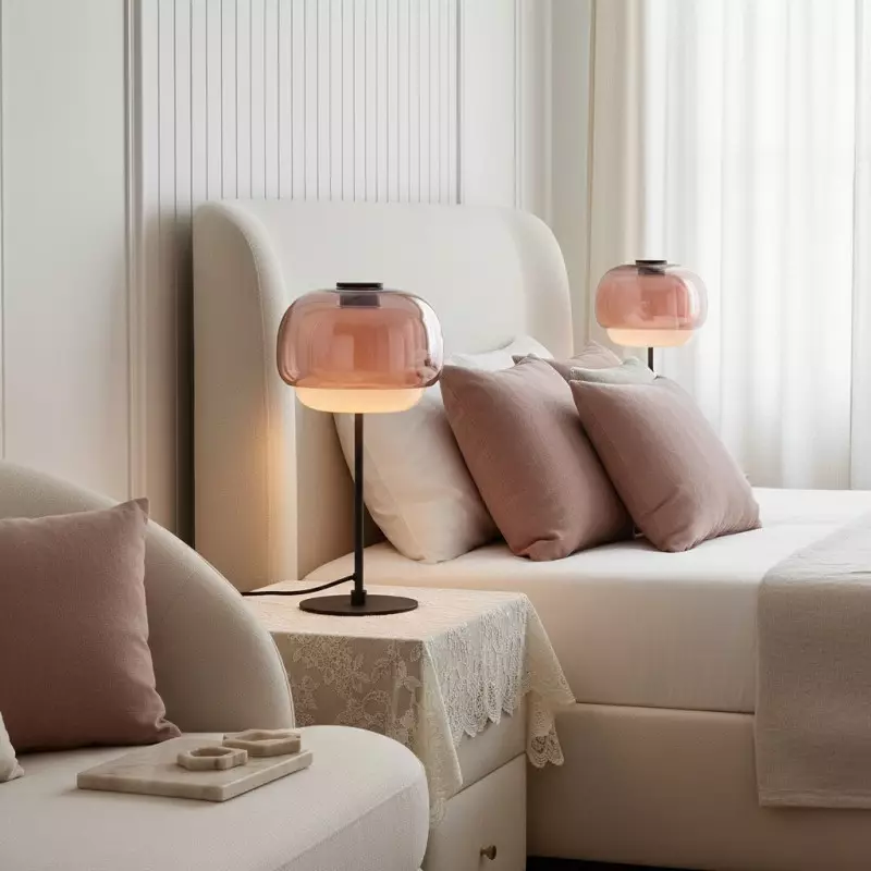 Xyndrae Modern Nordic Double-Layered Tinted Glass Table Lamp