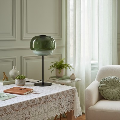 Xyndrae Modern Nordic Double-Layered Tinted Glass Table Lamp