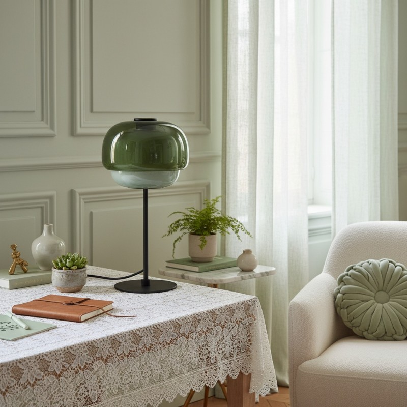 Xyndrae Modern Nordic Double-Layered Tinted Glass Table Lamp