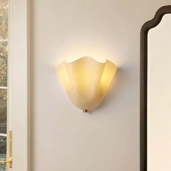 Kyrintha Mid-Century Modern Skirt Shell Glass Wall Sconce