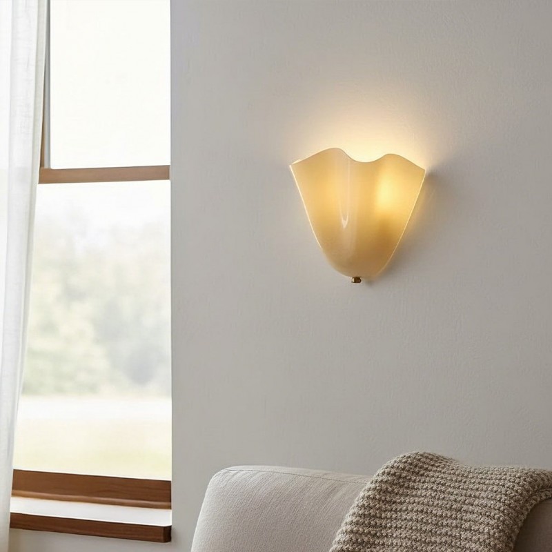 Kyrintha Mid-Century Modern Skirt Shell Glass Wall Sconce