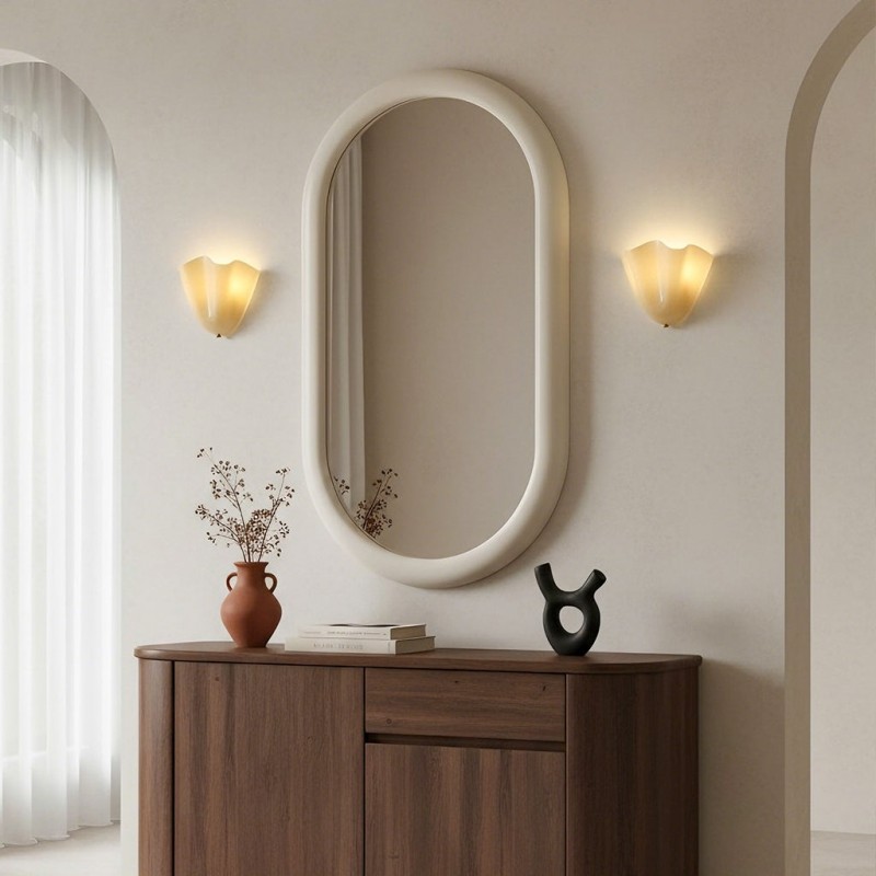 Kyrintha Mid-Century Modern Skirt Shell Glass Wall Sconce