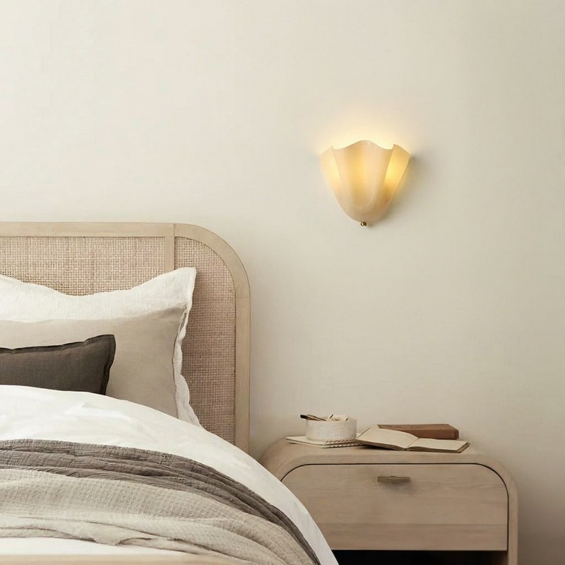 Kyrintha Mid-Century Modern Skirt Shell Glass Wall Sconce