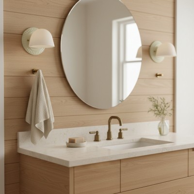 Pyrvyn Mid-Century Modern Milk Glass Shade Wall Sconce