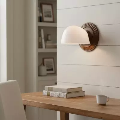 Pyrvyn Mid-Century Modern Milk Glass Shade Wall Sconce