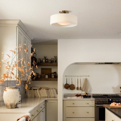 Nymirra Modern Ribbed Glass Flush Mount Ceiling Light