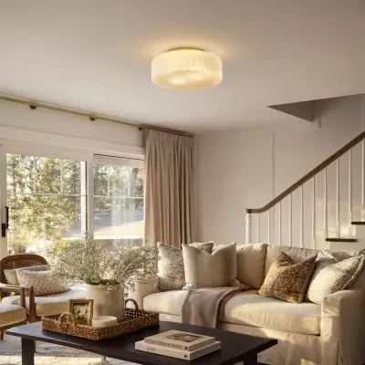 Nymirra Modern Ribbed Glass Flush Mount Ceiling Light