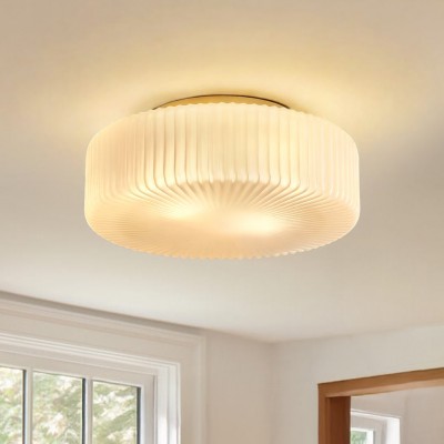 Nymirra Modern Ribbed Glass Flush Mount Ceiling Light