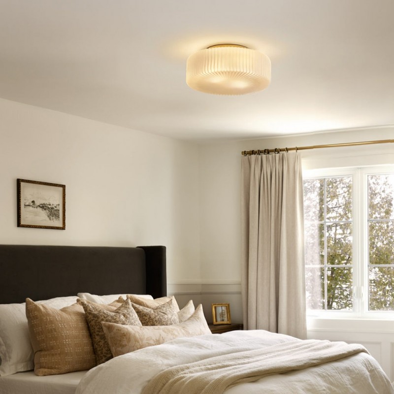 Nymirra Modern Ribbed Glass Flush Mount Ceiling Light
