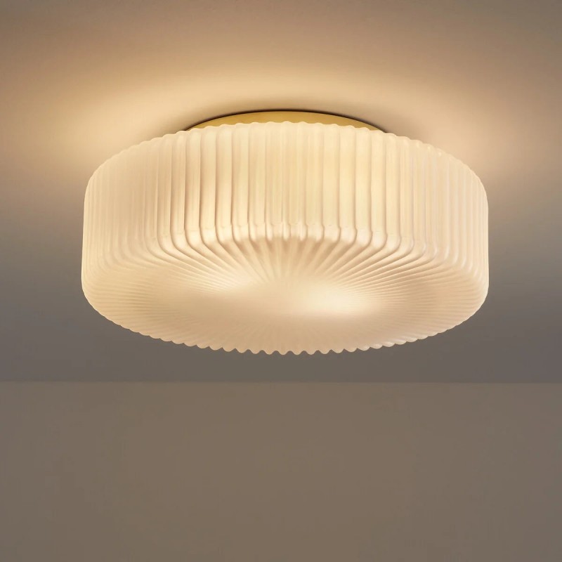 Nymirra Modern Ribbed Glass Flush Mount Ceiling Light