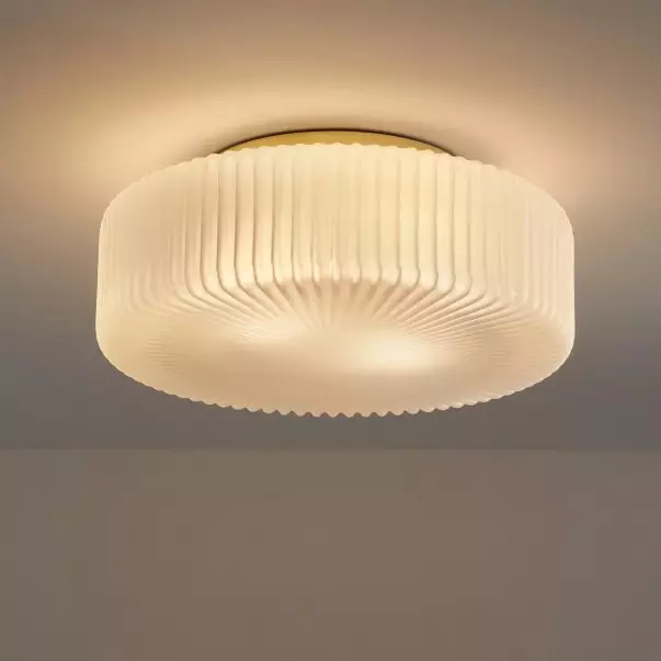 Nymirra Modern Ribbed Glass Flush Mount Ceiling Light
