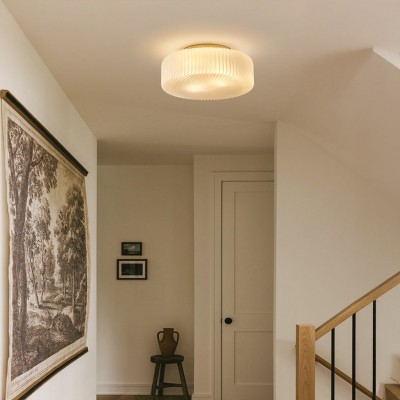 Nymirra Modern Ribbed Glass Flush Mount Ceiling Light