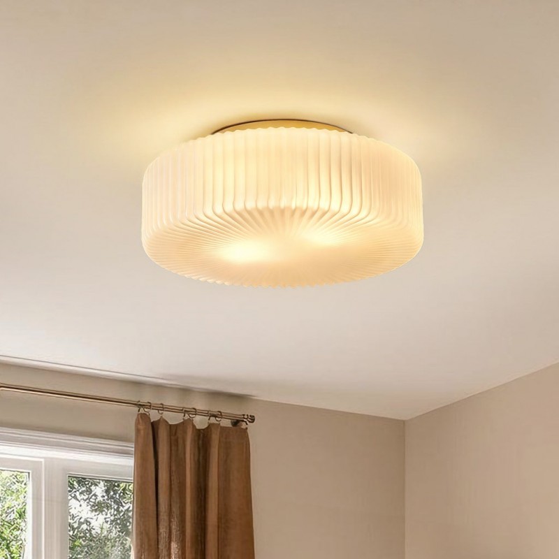 Nymirra Modern Ribbed Glass Flush Mount Ceiling Light