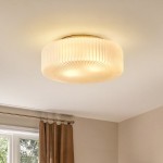 Nymirra Modern Ribbed Glass Flush Mount Ceiling Light