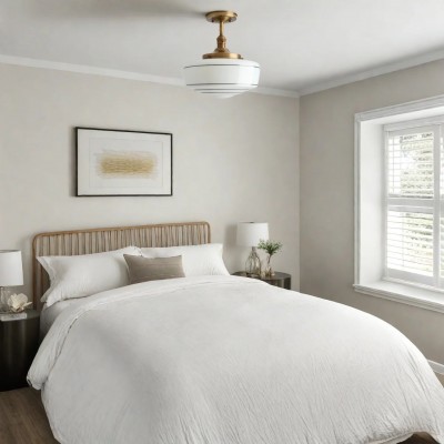 Quinlix Mid-Century Modern Milk Striped Glass Ceiling Lamp