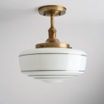 Quinlix Mid-Century Modern Milk Striped Glass Ceiling Lamp