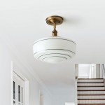 Quinlix Mid-Century Modern Milk Striped Glass Ceiling Lamp