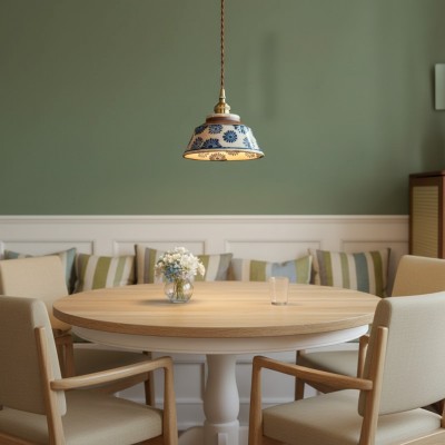 Hussein Vintage Hand-painted Ceramic Pendant Light