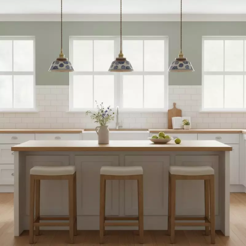 Hussein Vintage Hand-painted Ceramic Pendant Light