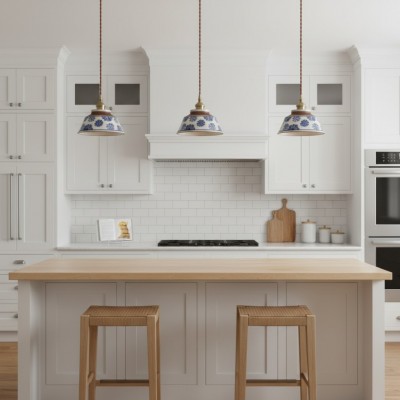 Hussein Vintage Hand-painted Ceramic Pendant Light