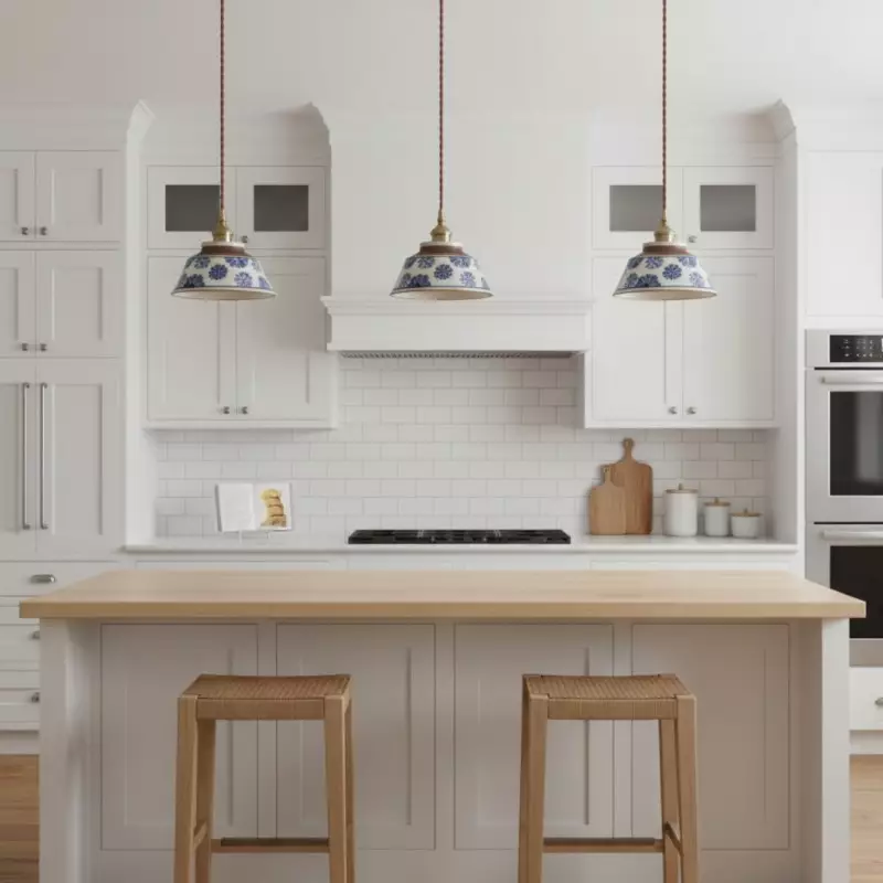 Hussein Vintage Hand-painted Ceramic Pendant Light