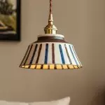 Hussein Vintage Hand-painted Ceramic Pendant Light