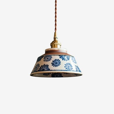 Hussein Vintage Hand-painted Ceramic Pendant Light