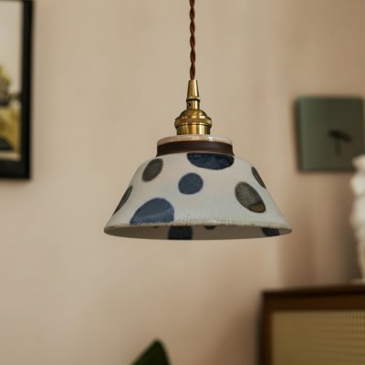Hussein Vintage Hand-painted Ceramic Pendant Light