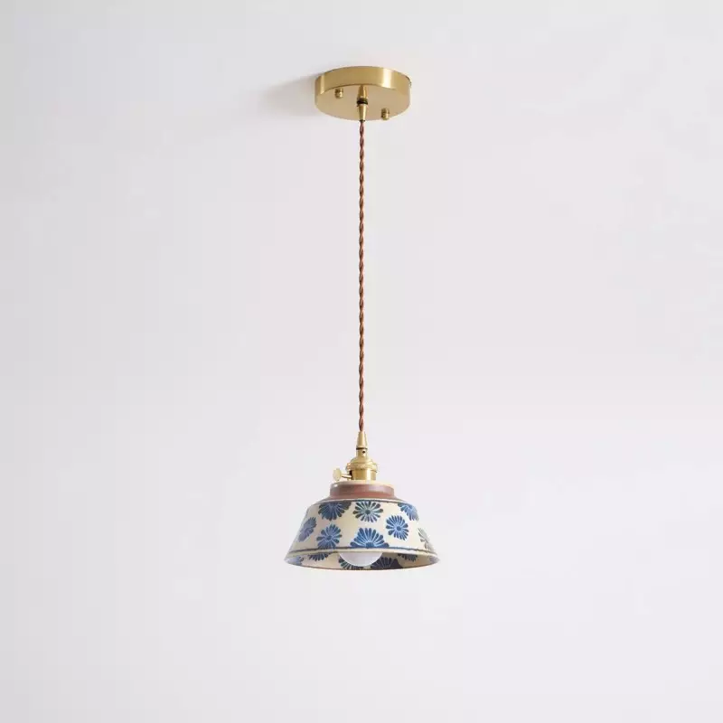 Hussein Vintage Hand-painted Ceramic Pendant Light