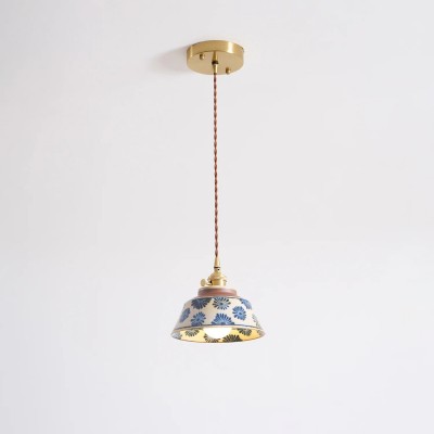 Hussein Vintage Hand-painted Ceramic Pendant Light