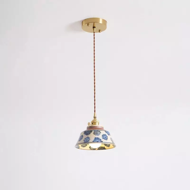Hussein Vintage Hand-painted Ceramic Pendant Light