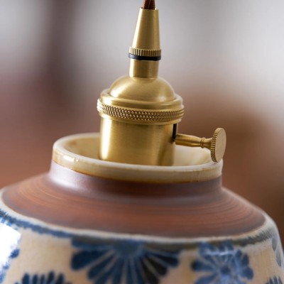 Hussein Vintage Hand-painted Ceramic Pendant Light