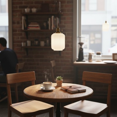 Balthazar Japanese Lantern - Shaped White Glass Pendant Light