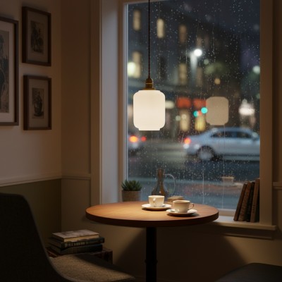 Balthazar Japanese Lantern - Shaped White Glass Pendant Light