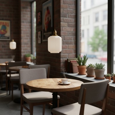 Balthazar Japanese Lantern - Shaped White Glass Pendant Light