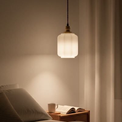 Balthazar Japanese Lantern - Shaped White Glass Pendant Light
