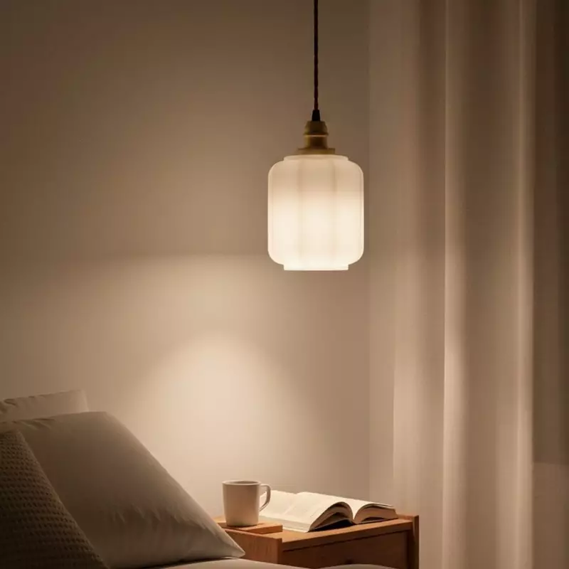 Balthazar Japanese Lantern - Shaped White Glass Pendant Light