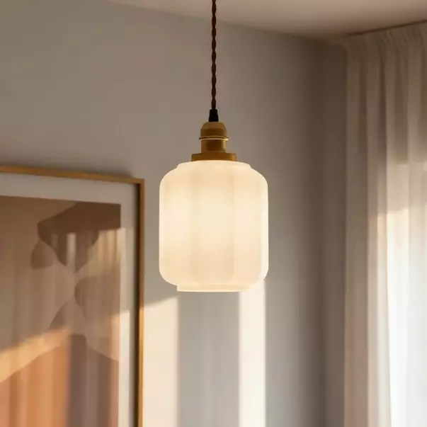 Balthazar Japanese Lantern White Glass Pendant Light