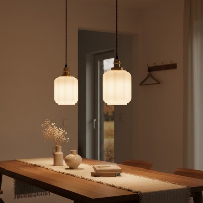 Balthazar Japanese Lantern - Shaped White Glass Pendant Light