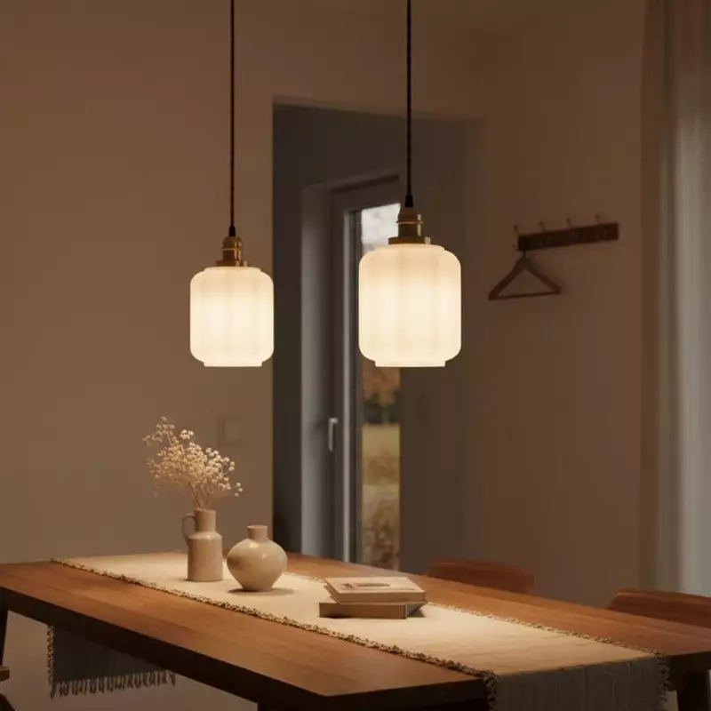 Balthazar Japanese Lantern - Shaped White Glass Pendant Light