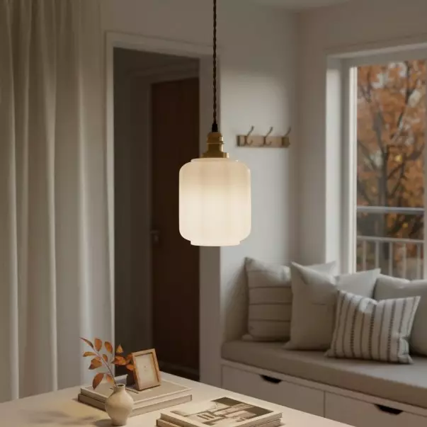 Balthazar Japanese Lantern White Glass Pendant Light