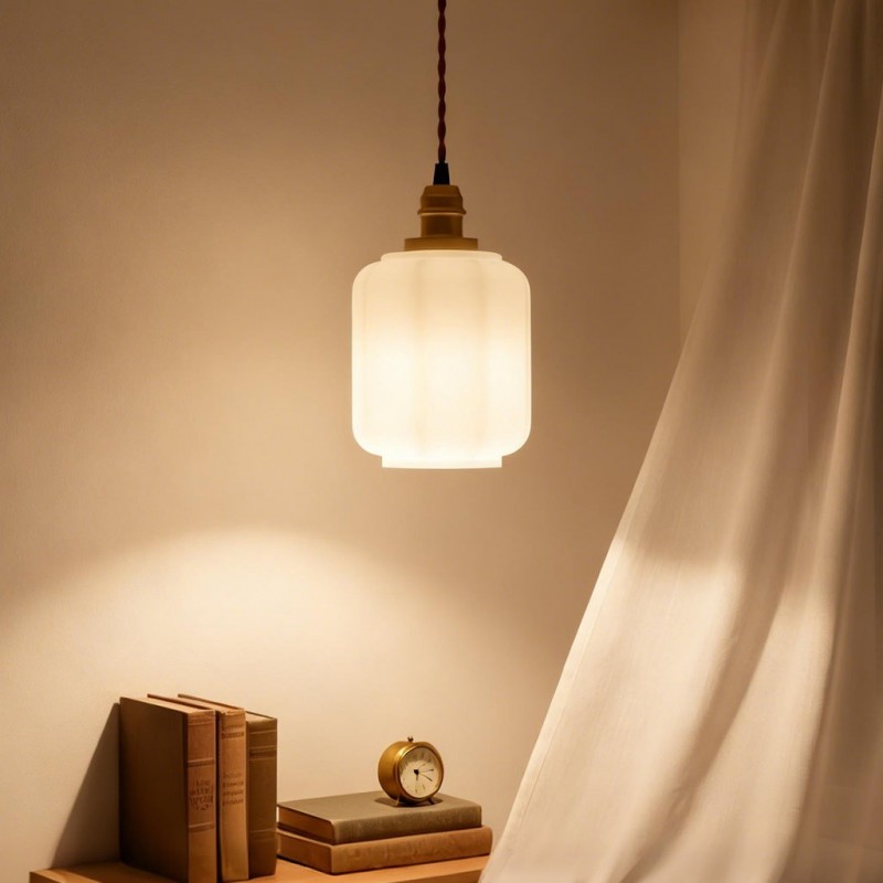 Balthazar Japanese Lantern - Shaped White Glass Pendant Light