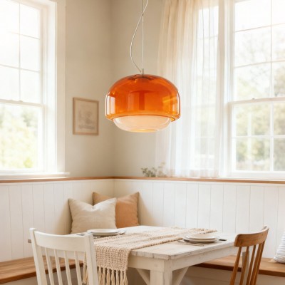 Vexlynn Scandinavian Round Dual-Layer Tinted Glass Pendant Light